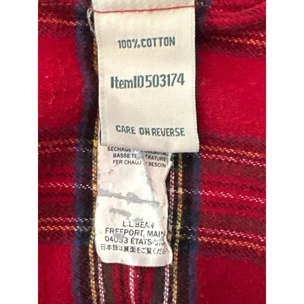 L.L. Bean Flannel Shirt Women 2X Red Plaid Cotton Button Down Gorpcore